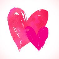 Vector grunge card with hand painted hearts N2