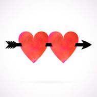 Vector card with watercolour painted hearts