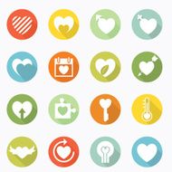 Heart icons long shadow design