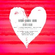 Card with hand drawn heart on striped background
