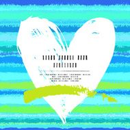 Card with hand drawn heart on striped background N3