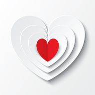 Red paper heart Valentines day card on white N2