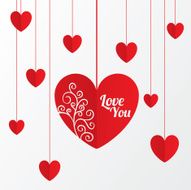 Paper hearts Valentines day card with pattern
