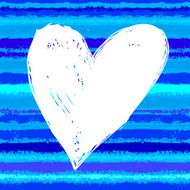 Card with hand drawn heart on striped background N4