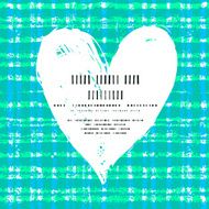 Card with hand drawn heart on plaid background