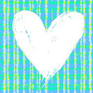 Card with hand drawn heart on plaid background N2