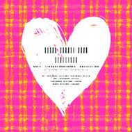 Card with hand drawn heart on plaid background N3