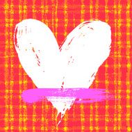 Card with hand drawn heart on plaid background N4