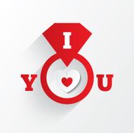 Engagement ring I love you sign Red paper heart