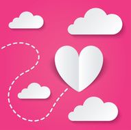 Paper heart Valentines day card Path
