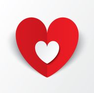 Red paper heart Valentines day card on white N3