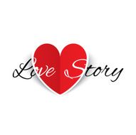 Love story paper heart sign Valentines day card N3