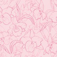 Seamless retro pattern with orchid