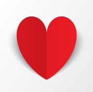 Red paper heart Valentines day card on white N4