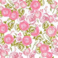 Seamless Rose Background with Birds