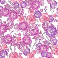 Seamless Rose Background with Birds N3