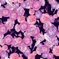 Seamless Rose Background with Birds N4