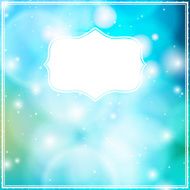 Vector card with frame on blue bokeh background