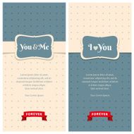 Beautiful retro love greeting cards