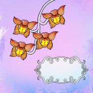 Card with orchid flowers in vector