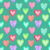 Watercolor seamless pattern for Valentine's day Painted hearts