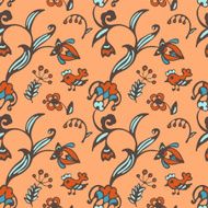 Seamless Flower wallpaper birds herbs N2