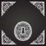hand drawn keyhole on chalkboard