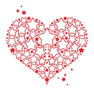 Love symbol red heart with stars