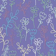 Seamless pattern with flowers and branches Lilac background vector