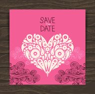 Wedding invitation card with decorative stylish heart