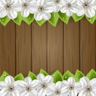 White flower on wooden background