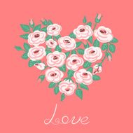 Cute vintage roses arranged in a heart shape N2