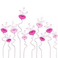 Illustration with abstract flowers isolated on white