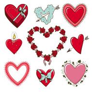 Collection of isolated sketch vector elements for romantic design