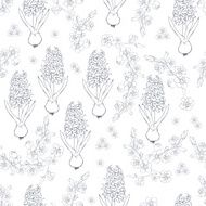 Card design with blooming hyacinths Seasonal background
