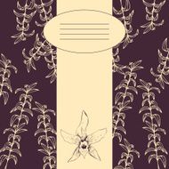 Floral card with drawing branches and orchid