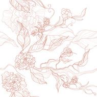 seamless floral background with flowers and leaves N3