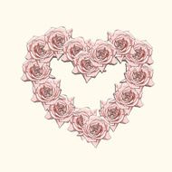 Perfect valentine card design with heart made from roses