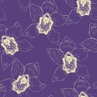 Seamless pattern with line drawing orchids