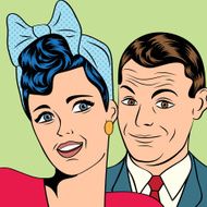 Man and woman love couple in pop art comic style N3