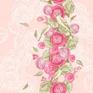 Rose Seamless Background with Birds N3