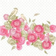 Rose Background with Birds and Butterflies N2