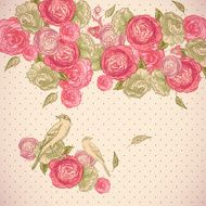 Rose Background with Birds and Butterflies N3