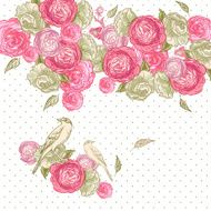 Rose Background with Birds and Butterflies N4