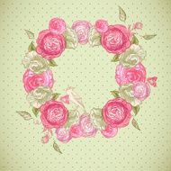 Floral frame with roses birds and butterflies N2