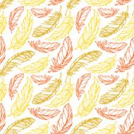 Seamless pattern with hand drawn decorative feathers