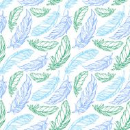 Seamless pattern with hand drawn decorative feathers N2