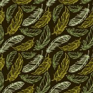 Seamless pattern with hand drawn decorative feathers N3