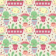 Seamless pattern with funny flowers