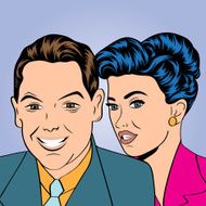 Man and woman love couple in pop art comic style N5
